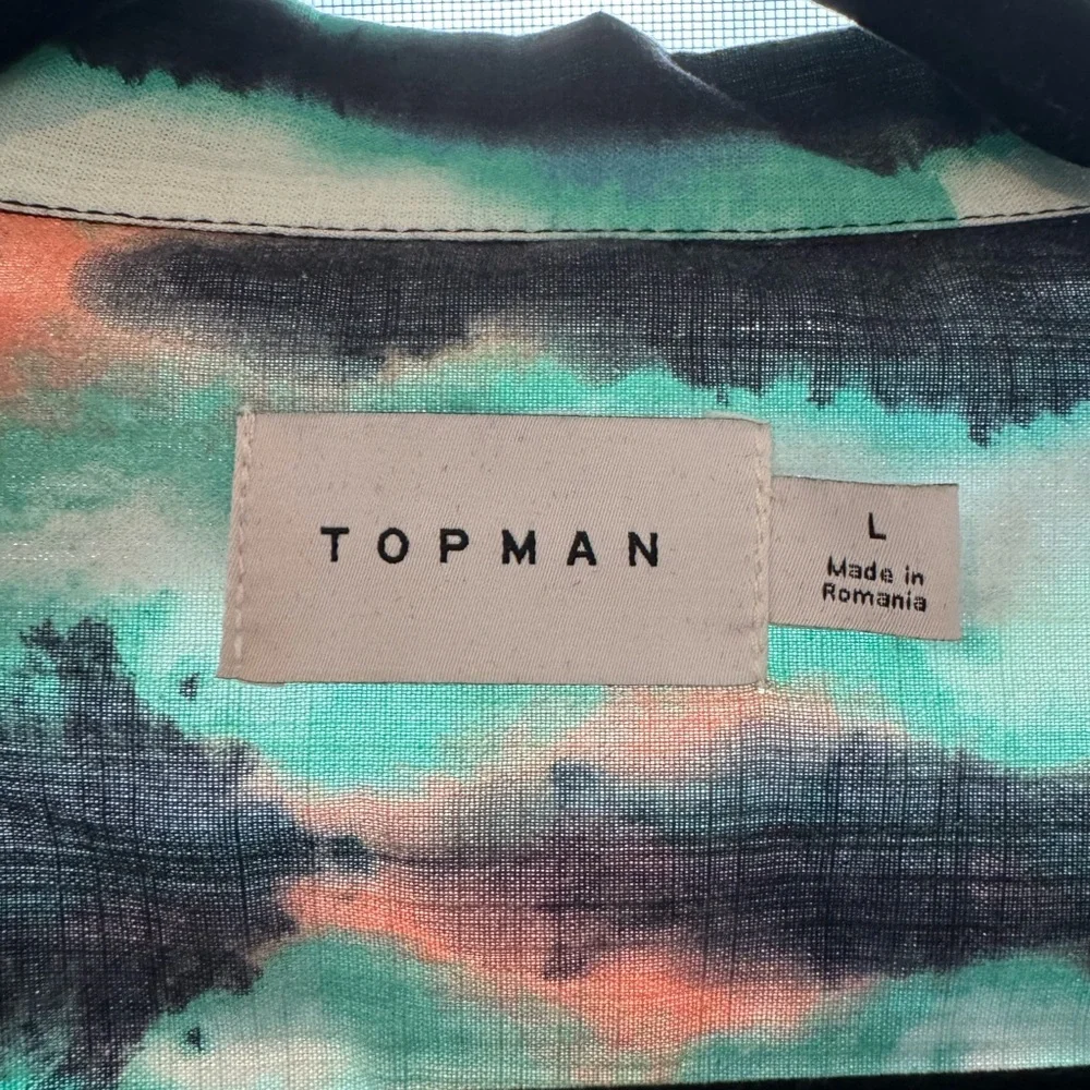 Topman Teal and Coral Striped Men's Shirt - Picture 10 of 12